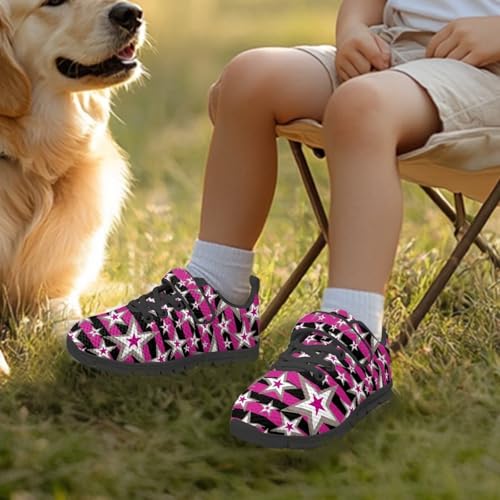 Kids Boys Girls Running Shoes Comfortable Lightweight Slip on Sneakers Athletic Tennis Shoes Star Stripe Pattern3
