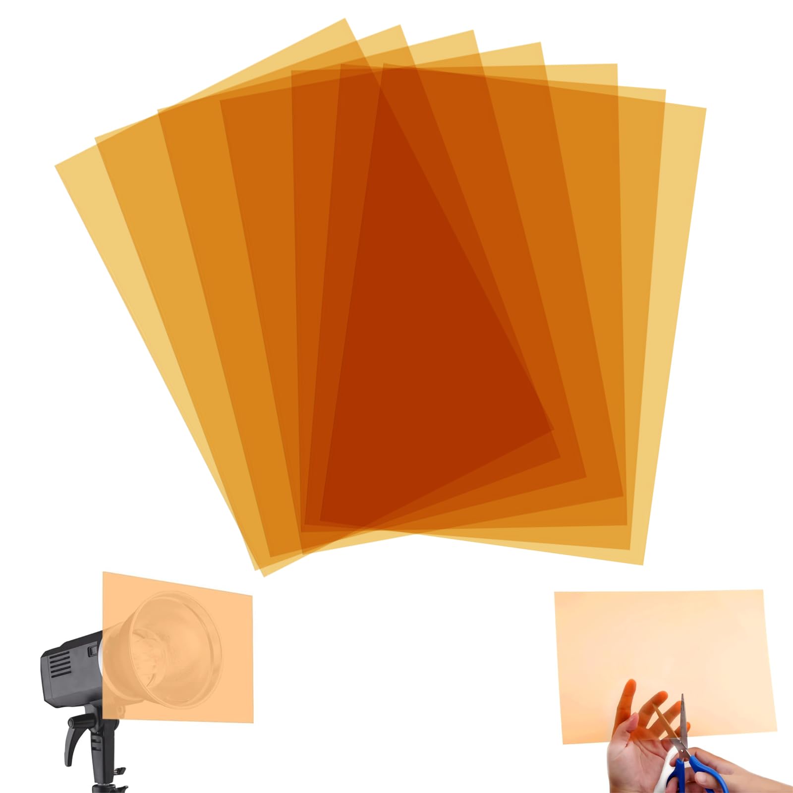 7 Pezzi Pellicola Arancione per Luci 30x21cm in PVC Resistente al Calore - Filtro per Contrasto Fotografico, Protezione Vista, Decorazioni Fai-da-te, Luci LED, Progetti Creativi