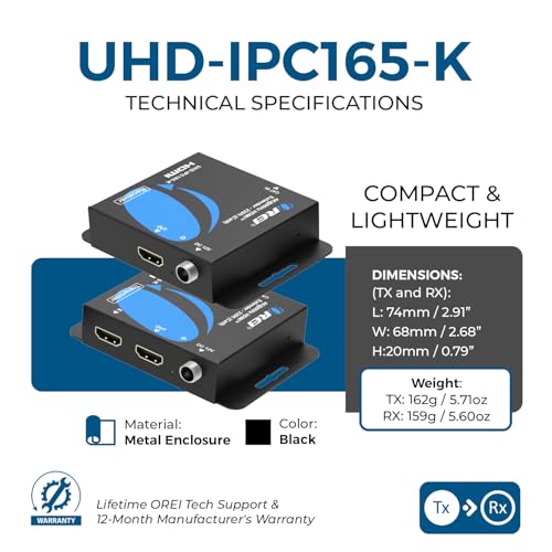 Rallonge HDMI 4K avec Loop Out et gestion HDR pour câble CAT6