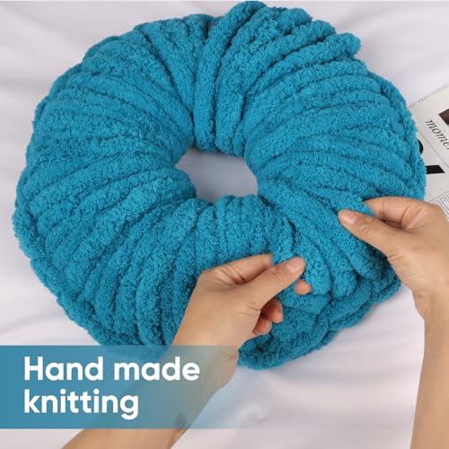 Image of 8 Packs Jumbo Chunky Chenille Yarn - 1820g(64oz) 254 Yards (761ft) Bulky Yarn - Chunky Yarn for Hand Knitting Blanket,Cushions, Pet Bed - Soft and Durable(Lake Blue)