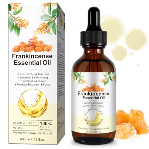 Frankincense Essential Oil, Frankincense Oil for Face, 100% Pure and Natural, Firming Skin, Improves Blood Circulation, Promotes Relaxation, Multi Functional Essential Oils 60 ml