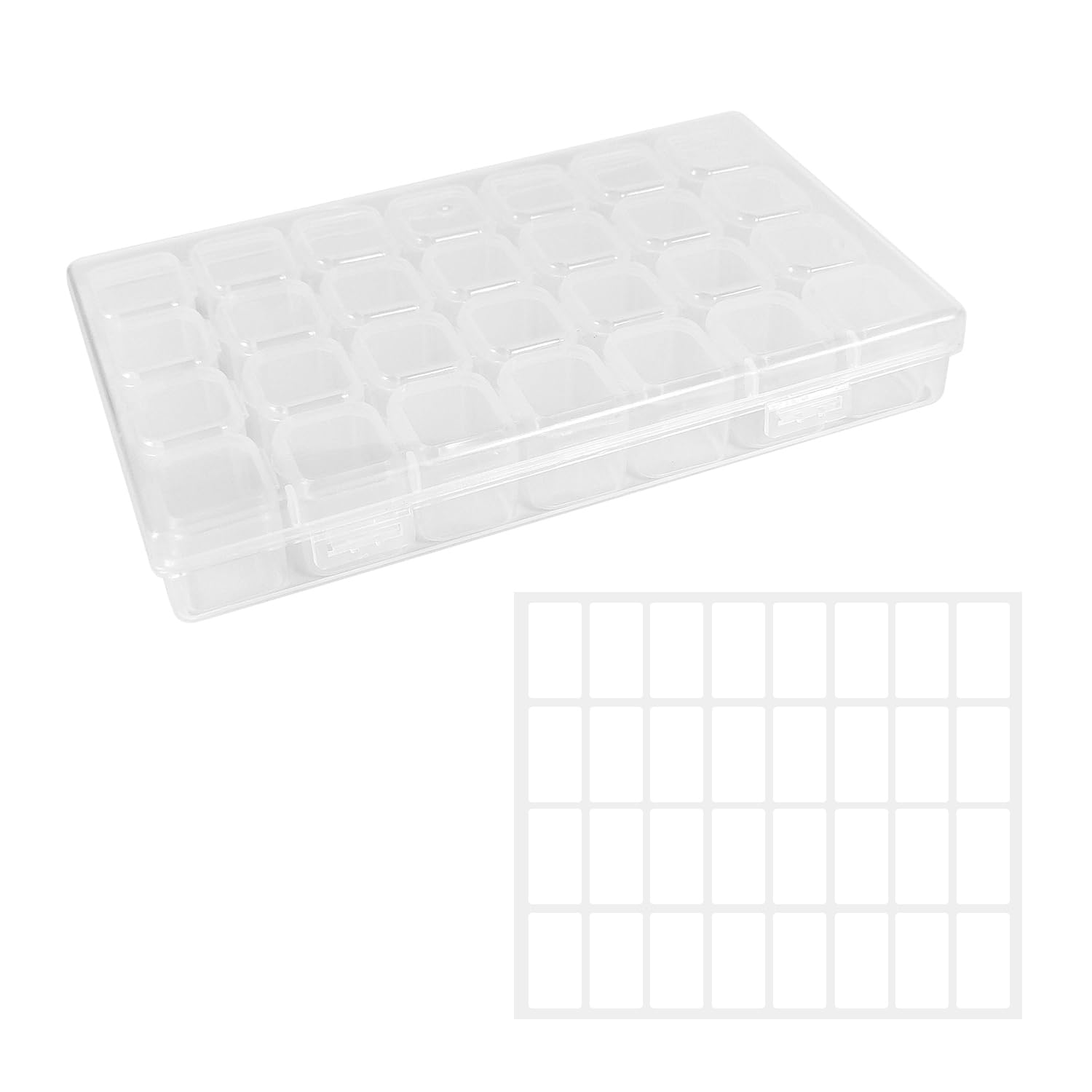 GCYQOOD Diamond Painting Bead Storage Containers, Diamond Art Accessories，2 Pack 56 Grids with White Labels， Rectangle Clear Craft Supply Case (2)