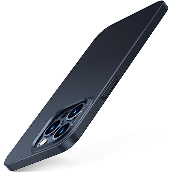 TORRAS Ultra Thin Mobile Phone Case for iPhone 14 Pro Max, with 2 x 9H Protective Sheets of Glass, Velvet Grip, Never gets Du
