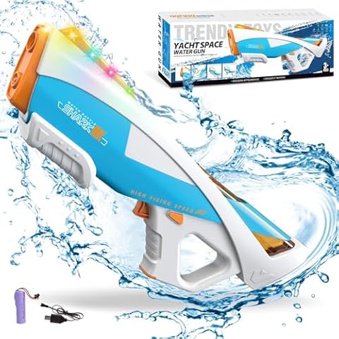Electric Powerful Water Guns with LED Light for Adults & Kids Automatic Suction Squirt Guns Up to 32 FT Long Range Summer Party Game Pool Beach Backyard Toys Cover