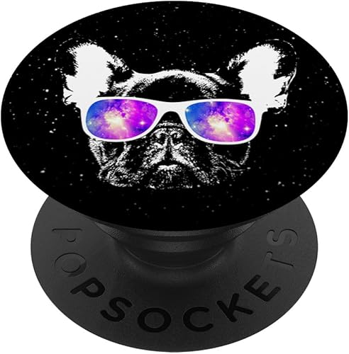 Gafas de sol French Bulldog Space con diseño de cachorro francés divertido PopSockets Grip y soporte para teléfonos y tabletas
