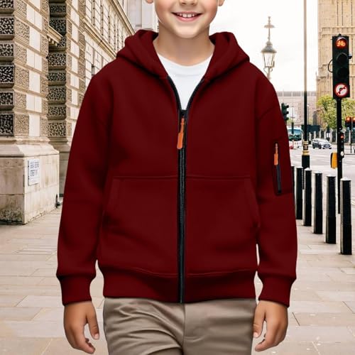 Boys Full Zip up Hoodies Soft Cotton Fall Casual Hoodie Sweatshirts Zipper Pockets Long Sleeve Warm Tops Clothes4