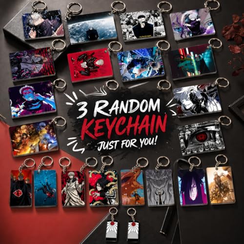 Image of Anime Keychain Set (Pack of 3 Random Designs) | Premium Acrylic Keychains for Boys & Girls | Stylish Anime Merchandise | Durable Double-Sided Print Key Rings for Bags, Bikes & Gifts