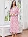 Ekouaer Women's Long Sleeve Nightgown Full Length Sleepwear Long Sleepshirts Henley Sleep Dress S-4XL