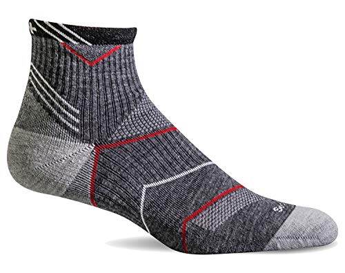 Sockwell Men's Incline Quarter Moderate Compression Sock, Charcoal - M/L