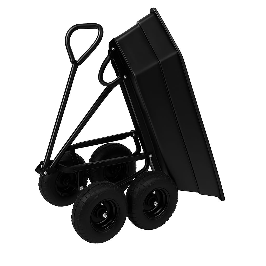 Transportwagen Handwagen Traglast 75 L /200Kg kippbar Gartenwagen für Werkzeug schwarz Bollerwagen Wagen Kippwagen