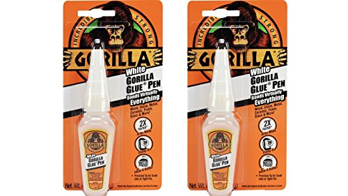 Gorilla White Glue Pen, Waterproof, .75 ounce Precision Tip Bottle, White, (Pack of 2)
