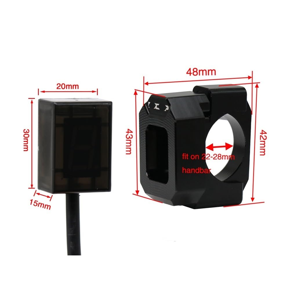Indicador Marcha Digital Motocicleta Indicador de Marcha Digital para Motocicleta, Pantalla LED, Soporte magnético para Palanca Cambios