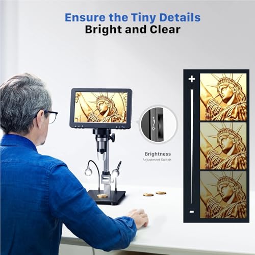 Microscope numérique HDMI 7'' IPS 1200X portable pour observation de précision