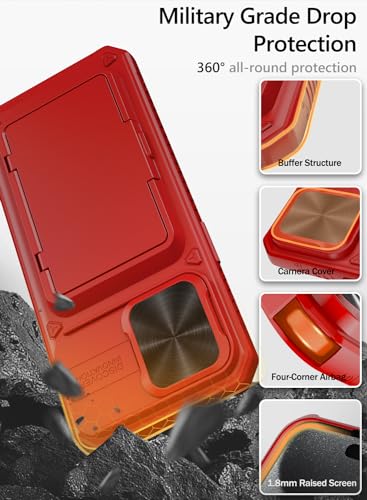 Image of Vihibii for iPhone 15 Pro Max Wallet Case with Card Holder (4 Cards) & Slide Lens Protective Cover & Kickstand & Raised Edges Protection, Shockproof Back Cover for iPhone 15 Pro Max 6.7 inch, Red