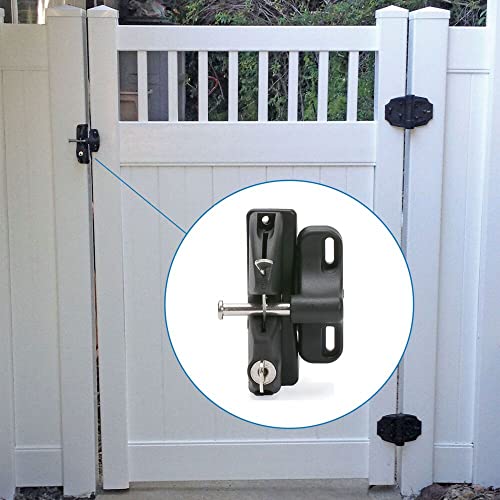 National Hardware N346-201 4-9/16 Inch Lokklatch Automatic Keyed Gate Lock Latch In Black thumb #5