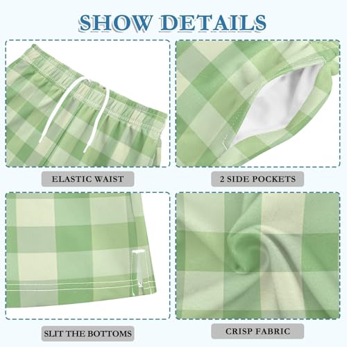 Classic Plaid Shorts for Boys Summer Athletic Pants Big Kids Sports Baseball Shorts with Pockets 7-15Y 5