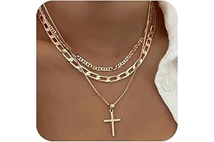 Layered Gold Cross Pendant Necklaces