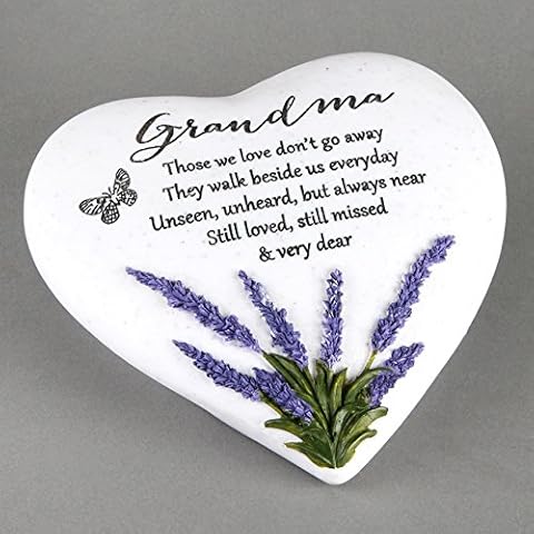MOSKILA Thoughts Of You Heart Outdoor Memorial Plaque with Lavender design, Grandma Cover