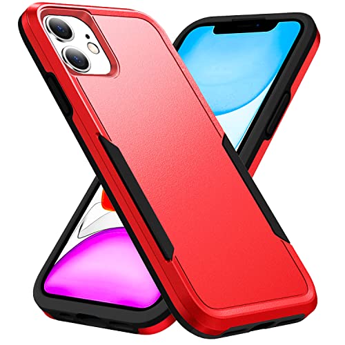 Hsefo Compatible with iPhone 11 Case Heavy Duty Protection Shockproof Dropproof Dustproof Anti-Scratch Phone Case Cover for 11 - Red