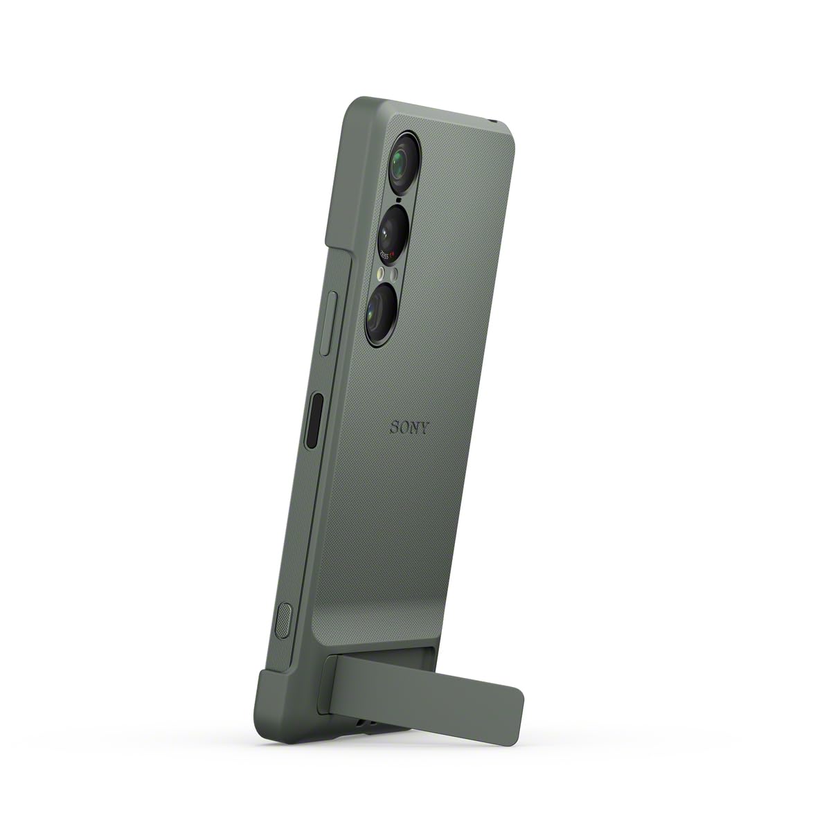 Sony Stylowa osłona z podpórką do smartfonu Xperia 1 VII | Pasek zapobiegający | Uniwersalna podpórka i nowy pasek z pierścieniem z myślą o wygodzie i lepszej ochronie, Zieleń mchu