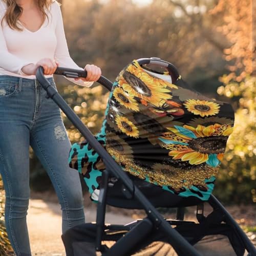 Image of Coldinair Leopard Print Multifunctional Nursing Cover Multi Use Cover for Baby Car Seat Canopy Sunflower Shopping Cart Cover,Stroller Cover