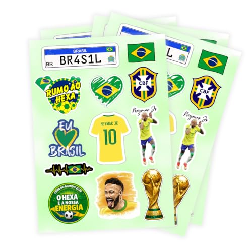 48 Adesivos Copa Do Mundo 4 Cartelas Brasil 2026 Neymar Edição Especial Colecionáveis Seleção Brasileira Papelaria Personalizar cadernos, celular, decoração