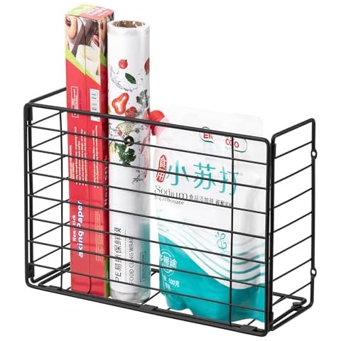 Lonian Kitchen Wrap Organizer Rack, Cupboard Door/Cabinet Door/Pantry Door/Wall Mounted Hanging Storage Basket for Cutting Board Holder, Tin Foil, Wax Paper and More Cover
