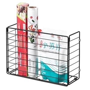 Lonian Kitchen Wrap Organizer Rack, Cupboard Door/Cabinet Door/Pantry Door/Wall Mounted Hanging Storage Basket for Cutting Board Holder, Tin Foil, Wax Paper and More
