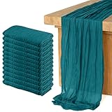 12 Pack Cheesecloth Table Runner, Runner Gauze Boho Wedding Decor Romantic Table Runner for Wedding Birthday Party(35' x 118')(Peacock Blue)