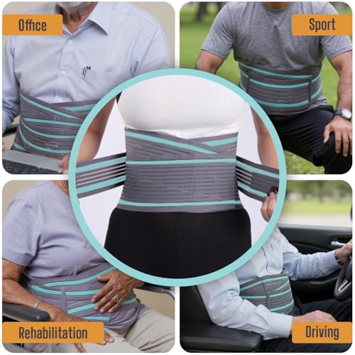Image of Lumbo Sacral Belt, Back Support Brace for Men & Women | Lower Back Pain Relief Belt | Adjustable Lumbar Support for Posture, Injury Recovery & Everyday Use (Grey, XL)