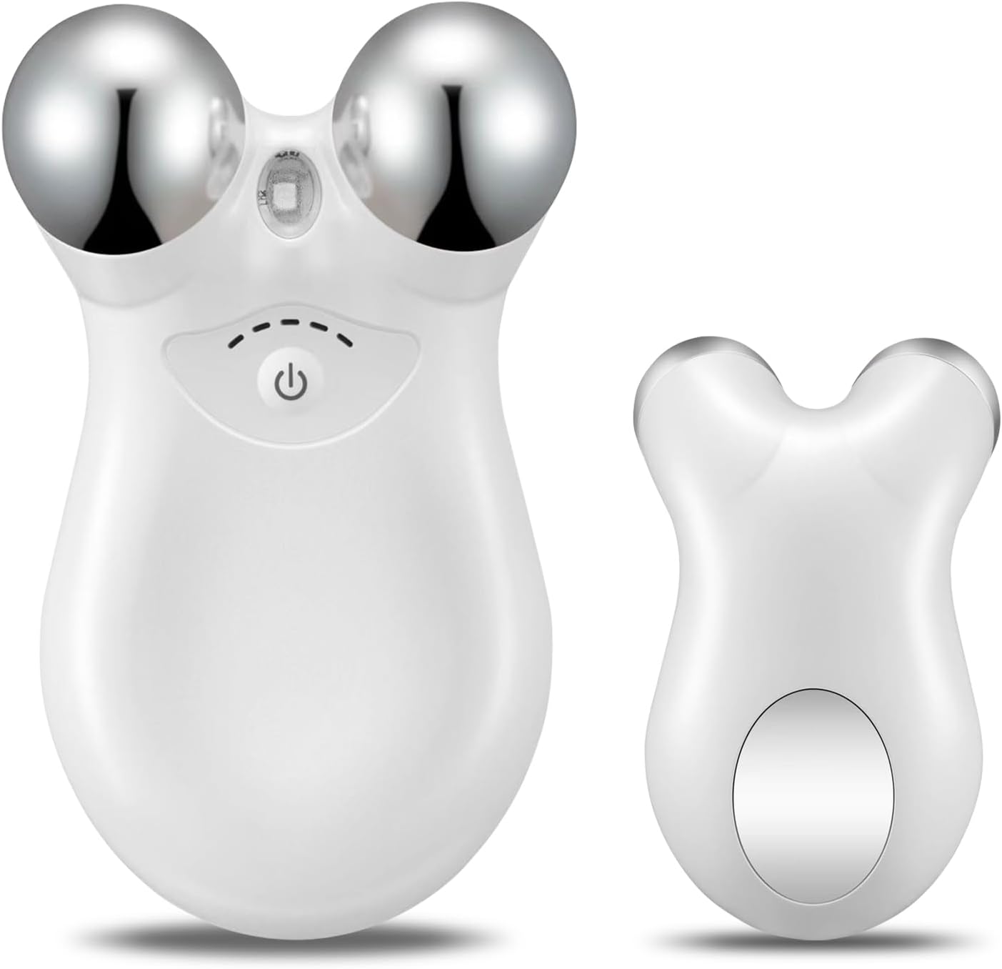 Facial Massage Roller Device, Dual-Head Design with LED Light Therapy, Electric Beauty Tool for Skin Care, White