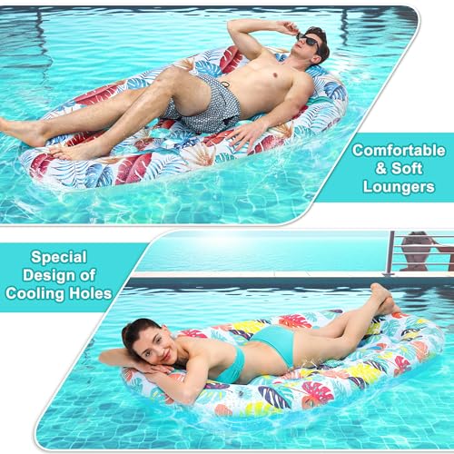 2 Pack Pool Floats Lounger, Instaywell Pool Floats Adult Heavy Duty, Pool Rafts Floaties Water Hammock Tanning Floating Pool Party Toys for Swimming Pool Summertime Beach Outdoor - image 2