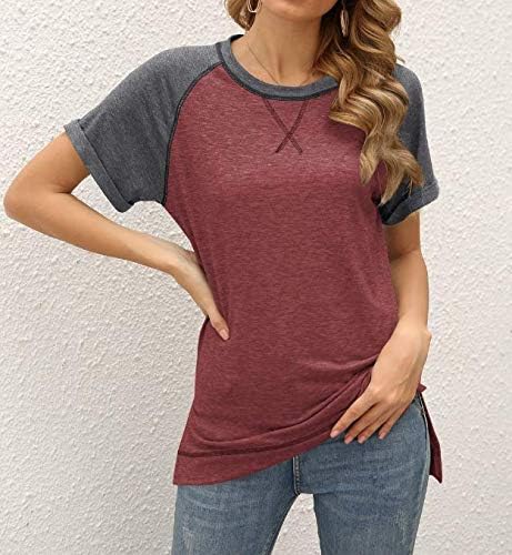 Aaearefu Women Fashion Casual Short Sleeve Crew Neck T-Shirts Summer Loose Color Block Patchwork Cotton Tops 2 Aaearefu Women Fashion Casual Short Sleeve Crew Neck T-Shirts Summer Loose Color Block Patchwork Cotton Tops