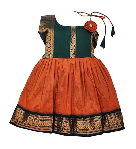Girl's Traditional Ethnic Wear Kalyani Cotton Flower Knot Frock
