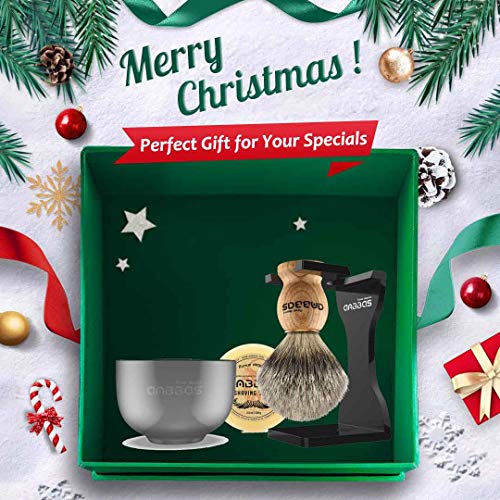 Shaving Set, Anbbas 4in1 Pure Badger Hair Shaving Brush Solid Manchurian Ash Wood Handle,Black Broken-Resistant Acrylic Shaving Stand,Stainless Steel Shaving Bowl Dia 3.2 inch and Goat Milk Soap 100g - Thumbnail 2