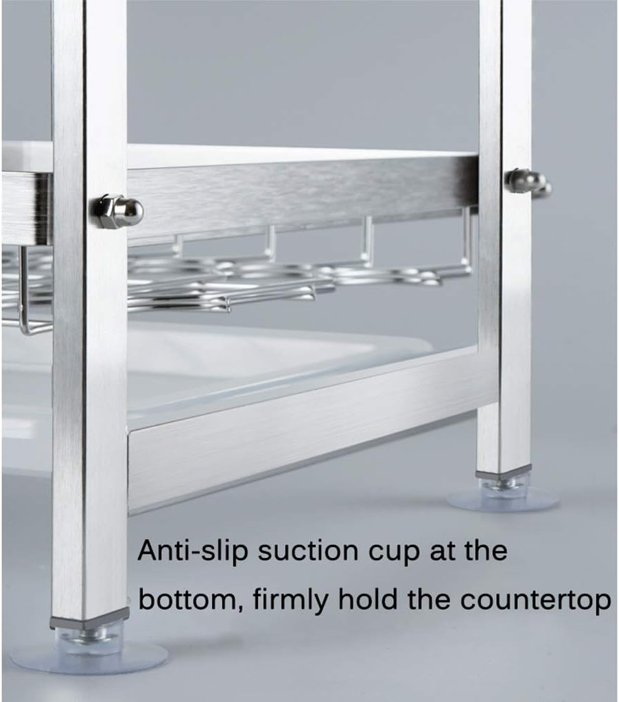 Kitchen Shelf, 2 Layer Dish Rack Drain Rack with Drain Tray 40.5 * 30 * 40Cm