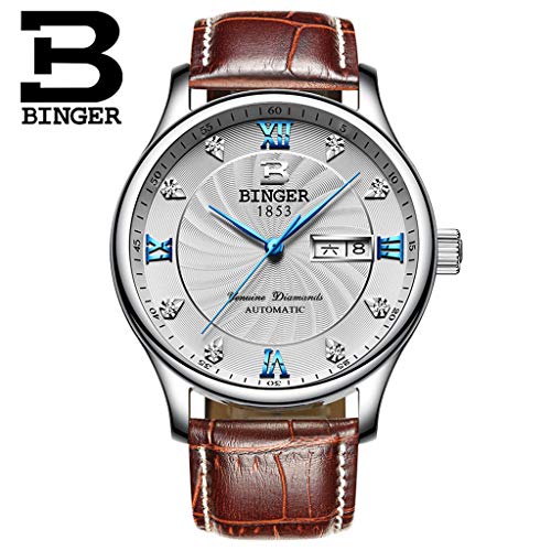 Preisvergleich Produktbild FAPROL-BINGER Herrenuhr, Quarz-Armbanduhr Mit Wochenkalenderanzeige, Kristalldiamant-szifferblatt, Gemütliche Lederarmband Uhren White