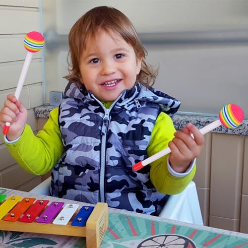 Baquetas para niños, 2 piezas, diseño de piruleta redonda, baquetas de EVA para instrumentos musicales educativos, cumpleaños y día del niño miniatura 3