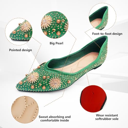 Women's Flats Comfortable Pointed Rhinestone Ballet Flats for Wedding Parties Work Dates Sparkle Elegant Dress Flats4