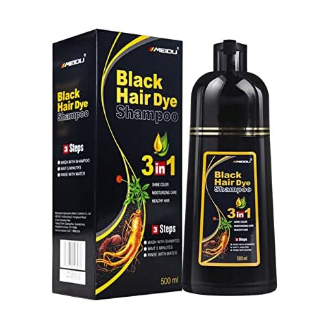 Instant Black Hair Shampoo, 3 in 1 Schwarzes Haarfärbemittel Cover