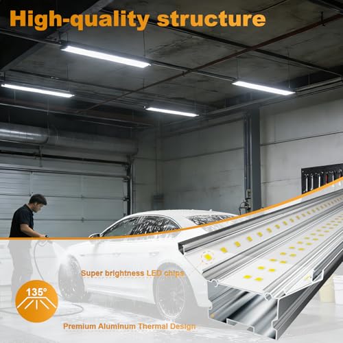Image of Linkable LED Shop Lights 4FT - 6 Pack 50W Hanging 7000LM Bright Led Shop Light, 6500K Daylight White Linkable 4FT Led Shop Lights for Workshop Garage Lighting Factory Warehouse Shop (ETL Listed)