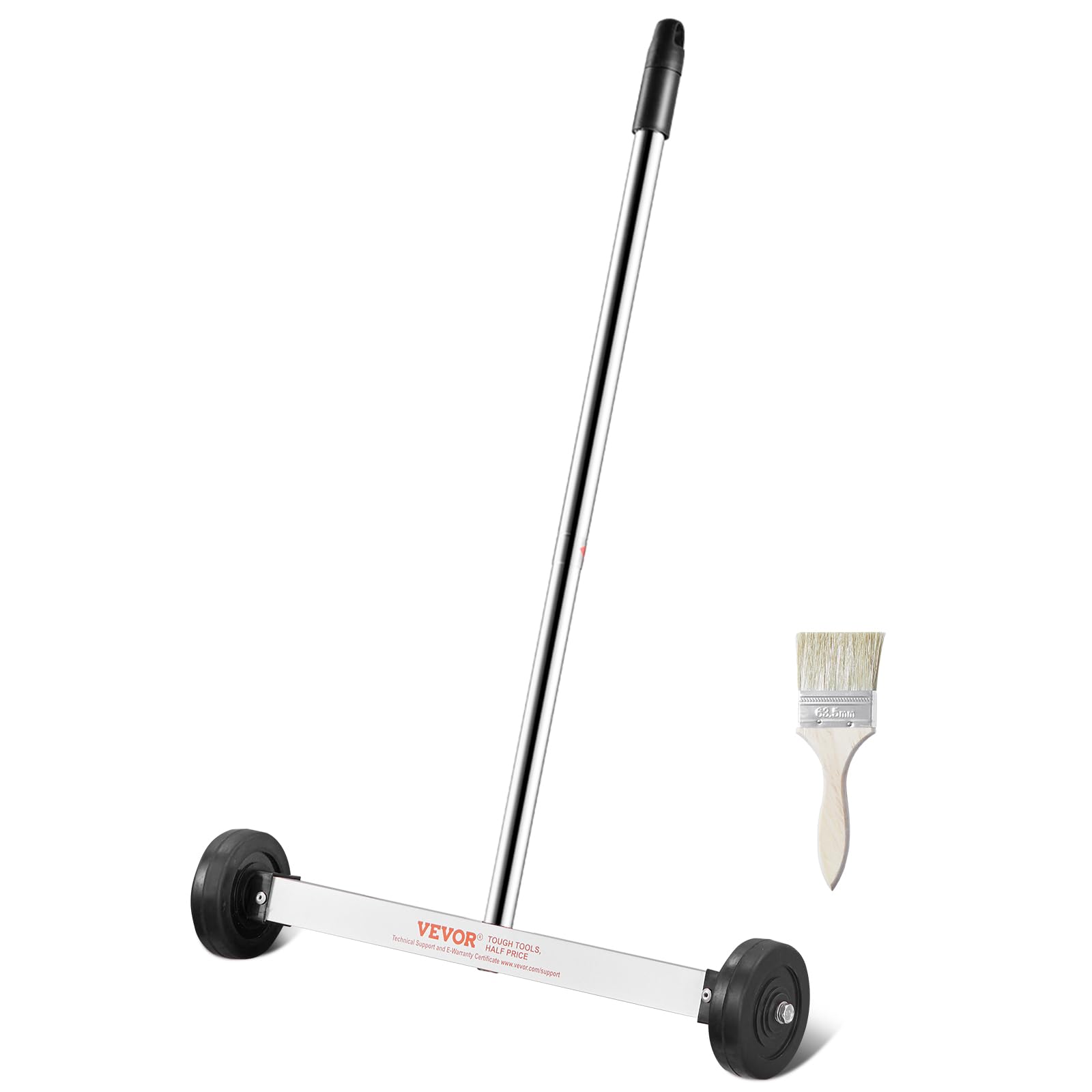 VEVOR Magnetic Sweeper with Wheels, 15inch Mini Magnetic Sweeper, 8 lbs Capacity, Adjustable Handle, Lightweight Magnetic Pickup Sweeper to Pick Up