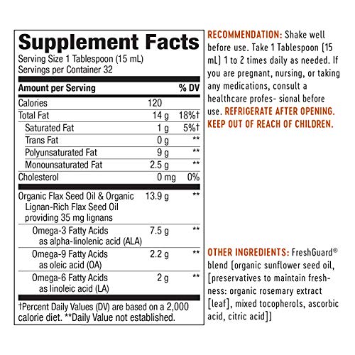 Nature's Way Organic Flax Oil Super Lignan, An Everyday Diet Omega-3 Essential Fatty Acid, 16 Oz #TOP2