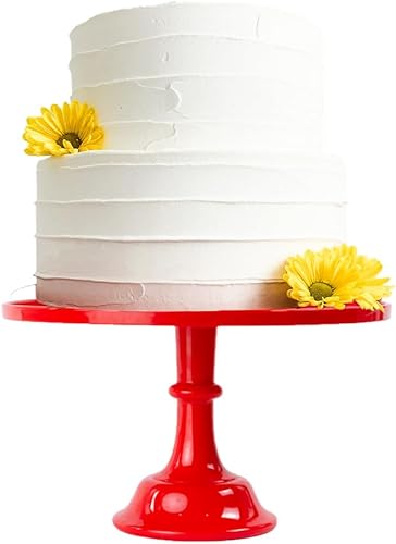 Soporte de plástico rojo de 11 pulgadas para tartas Soporte de melamina para pasteles de boda Soporte de pastel de San Valentín para mesa de