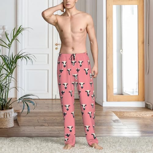 Mens Pajama Pants - Cute Cow 1 Print Soft Sleep Lounge Pants For Men, Casual Pj Bottoms With Pockets2