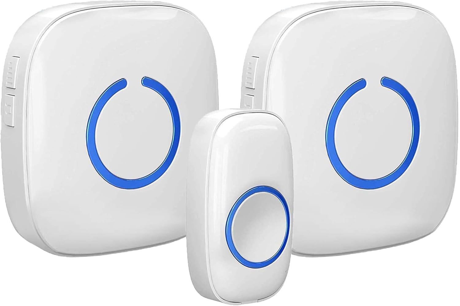 Wireless Doorbell for Home - 1 Push-Button Ringer & 2 Chime Receivers, Battery Operated, 1000 Feet, Cordless Waterproof Door Bells w/LED Flash, White