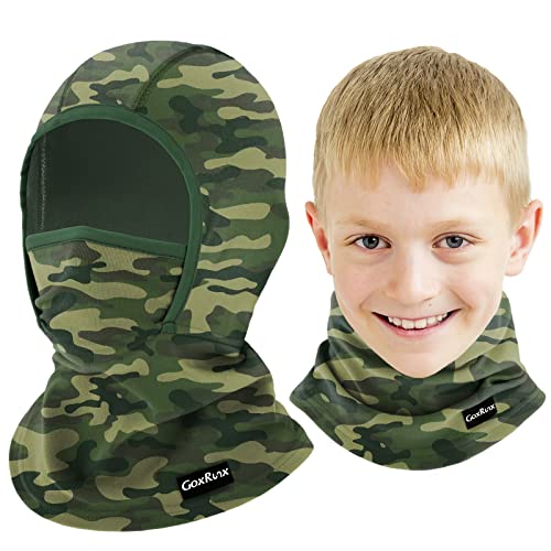 GoxRunx Kids Balaclava Ski Mask,Fleece Face Mask Neck Warmer for Boys Girls,Windproof Face Cover for Cold Weather