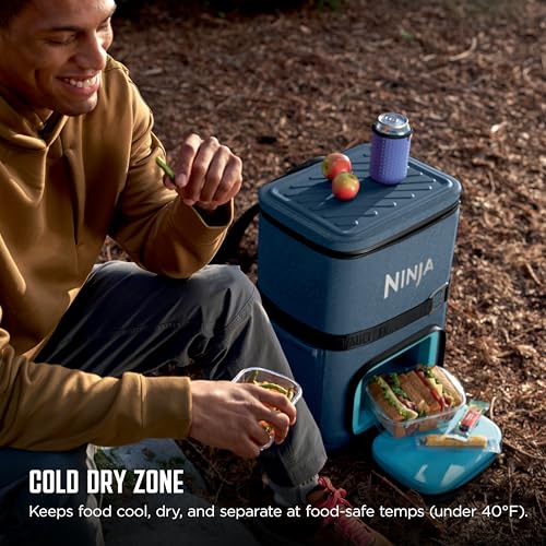 Image of Ninja FrostVault Go Can Soft Cooler, 24 /36 Can, Leak Proof, Built-In Cup Holder, 2 Ice Packs & Dry Storage Drawer, Polyester Insulation, Hiking, Camping, Picnic