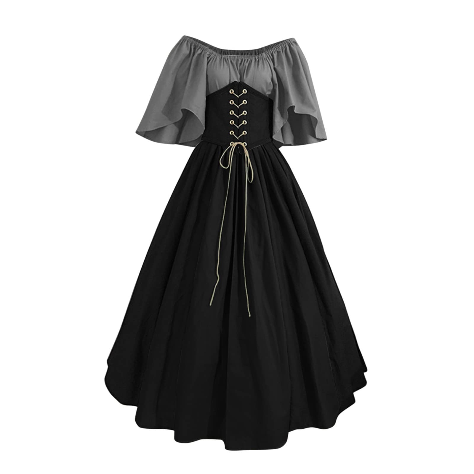 Victorian Dress for Women with Corset, Flare Sleeve, Vintage Long Under Dress