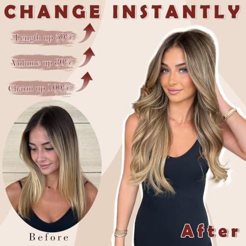 FESHFEN Clip in Hair Extensions for Women - 4 Pcs Thick Double Weft Long Wavy Soft Synthetic Blends Well Hair Extension, 20 inch Natural Black by FESHFEN - Used condition - Image 6